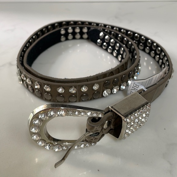 Leather belt with Rhinestones and studs l - Picture 1 of 7